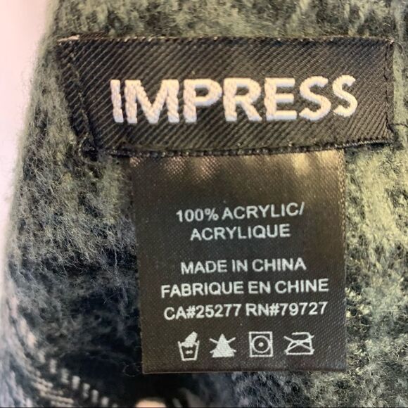 IMPRESS Gray Black Plaid Check Scarf 💥 - Picture 2 of 6